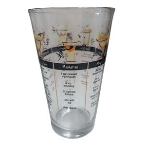 Retro Atomic Style Cocktail Recipe Mixing Glass Libbey MCM Design Barware 16oz
